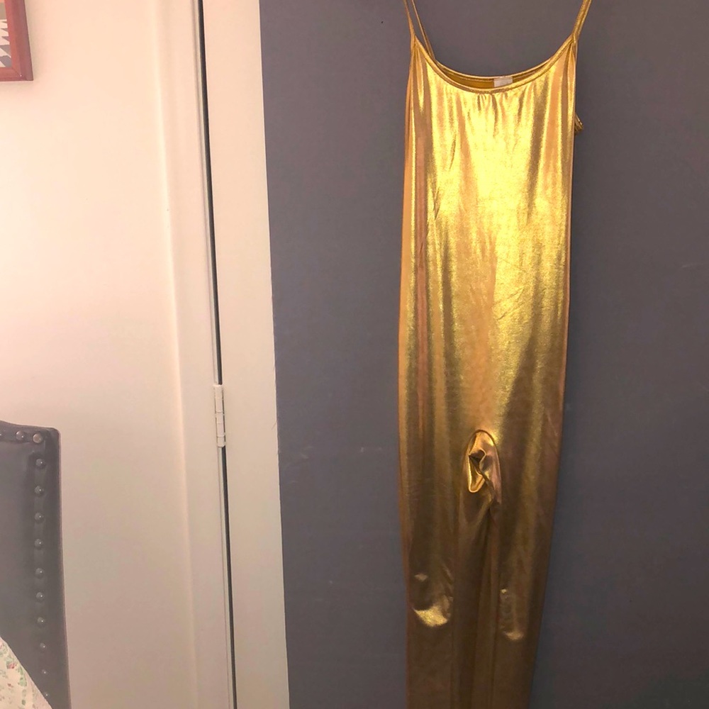 Gold spandex/polyester jumpsuit